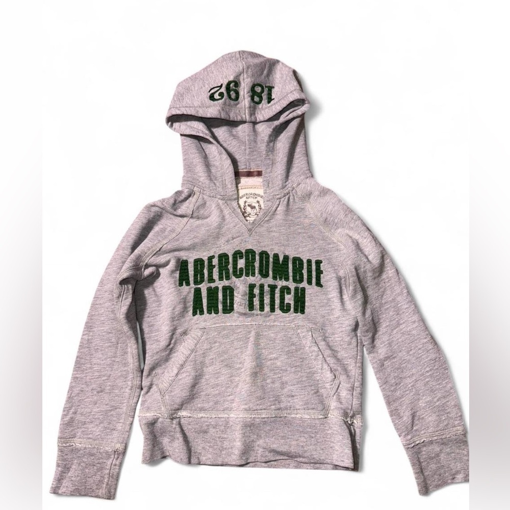 Girls Size S Abercrombie & Fitch Gray Hoodie with Brown Logo